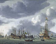 Reinier Nooms - Amsterdam Harbor Scene