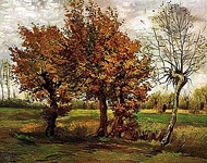 Осенний пейзаж с четырьмя деревьями