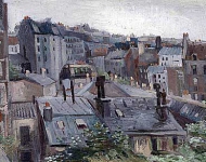 Вид на крыши и задние фасады домов