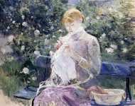 Pasie Sewing in the Garden