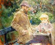 Eugene Manet and his daughter with Bougival
