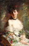 Молодая женщина с цветочной корзинкой
