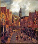 Hals Nicolaes - Большая Деревяная улица (Grote Houtstraat) в Харлеме вид от Peuzelaarsteeg к Anegang