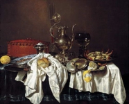 Heda Willem Claesz - Натюрморт с пирогом и серебряным кувшином