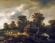 Hees Gerrit van - Дюнный пейзаж с деревушкой близ ручья