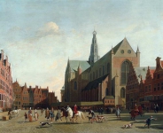 Maas Dirck - Вид на Рыночную площадь в Харлеме и церковь Святого Бавона