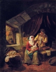 Molijn Petrus Marius - Крестьянский интерьер с мужчиной и женщиной с ребенком на коленях
