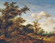 Ruysdael Jacob Salomonsz van - Лесной Пейзаж с пастухами и крупным рогатым скотом в луже