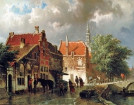 Springer Cornelis - Канал Раамграхт (Raamgracht) и улица Doelstraat в Харлеме