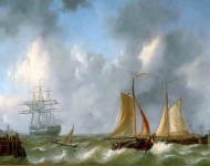 Vries Jan Eduard de - Вид на реку с кораблями