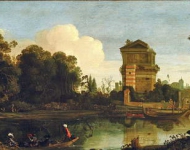 Vroom Cornelis Hendricksz - Речной пейзаж с древней гробницей