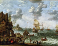 Willaerts Abraham - Корабли у скалистого берега