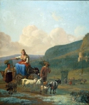 Wolfaers Jan Baptist - Итальянский пейзаж с пастухами и крупным рогатым скотом
