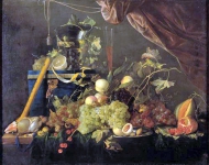 Натюрморт с фруктами и дудочкой