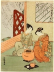 Молодой человек и девушка пьют чай в комнате, открывающейся в сад