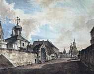 Вид церкви Гребневской Богоматери и Владимирских ворот Китай-города