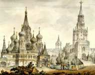 Покровский собор и Спасская башня в Москве