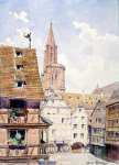 Улица и башня собора в Страсбурге