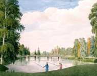 Английский парк в Петергофе. Вид с Большим березовым мостом