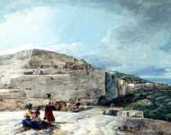 Вид утеса и древнего жилища на севере Мальты