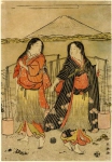Встреча двух сельских девушек, носящих соль, на берегу моря