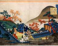 Тэйсинко Teishin Ko Фудзиварано Тадахира Принц любуется осенними кленами на горе Огура