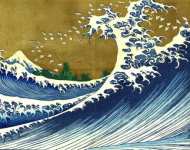 Большая волна цветная гравюра из серии видов горы Фудзи