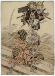 Tsutsui Jomyo and Ichirai Hoshi on Uji Bridge, from the book Ehon musha waraji