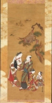 Yukihira and Two Brinemaidens at Suma изо  мм, общий мм роспись по шёлку