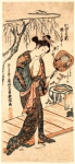 Женщина, идущая из бани в распахнутом кимоно ок.