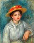 Портрет женщины в шляпе с цветами