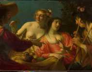 Honthorst Gerard van - Пастух играет на флейте и четыре нимфы