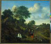 Velde Adriaen van de - Портрет пары с двумя детьми и няней на фоне пейзажа