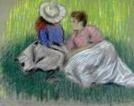 Женщина с девушкой на траве