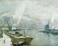 The Seine and Sainte Catherine Hill at Rouen in Winter