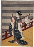 Девушка на балконе синтоитского храма над каменной лестницей