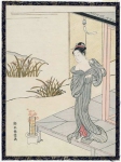 Женщина в юката (летнее кимоно) на веранде