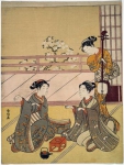 Молодые женщины играют в кицунэ кен