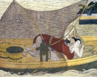 Рыбак занимается любовью с женщиной в лодке на реке сумида
