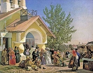 Выход из церкви в Пскове