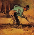 Наклонившийся мужчина с лопатой