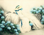 Дама с голубыми цветами