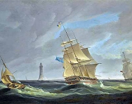 Фрегат и яхта с маяка Эддистоун