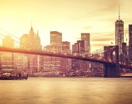 США, Нью-Йорк. Manhattan Bridge на закате