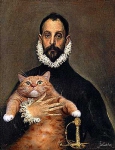 Рыцарь с толстым котом в руке