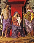 Андреа Мантенья «Мадонна с Младенцем, Иоанном Крестителем и Марией Магдалиной»