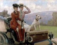 Укротительницы железного коня. - Les Dames Goldsmith au bois de Boulogne en 1897 sur une voiturette