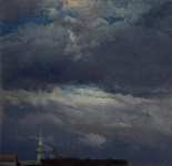 Iyohan Kristian Klauzen Dal Grozovye oblaka nad bashneiy zamka v Drezdene, Staraia Nacional naia galereia
