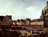 Вид Дрездена, новый рынок со стороны Моритцштрассе