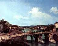 Вид на античный мост на реке по в Турине